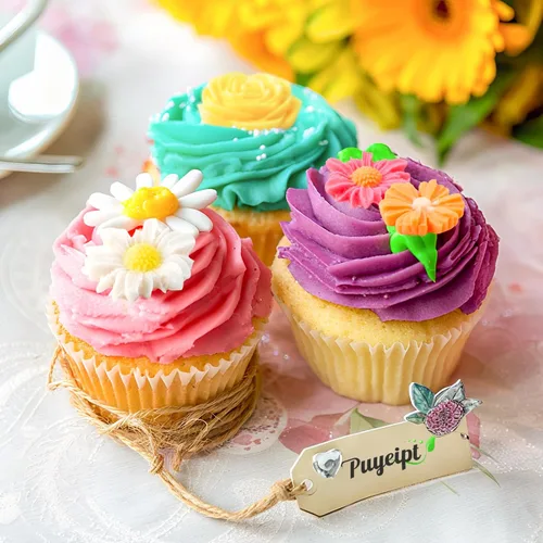 Miniatura 6 de Puyeipt 4 piezas de moldes de silicona para fondant con forma de flores, moldes de chocolate y caramelo con forma de margarita y rosa para la parte