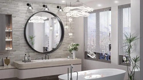 Miniatura 71 de TokeShimi - Espejo para pared de baño, espejo de tocador con marco de metal de aleación de aluminio mate cepillado e inoxidable, decoración rústica
