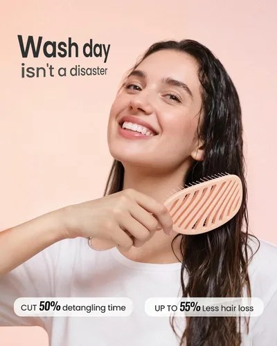 Miniatura 5 de AIMIKE Cepillo para desenredar, cepillo desenredante ventilado para cabello mojado y seco con cerdas suaves, cepillo para desenredar sin dolor