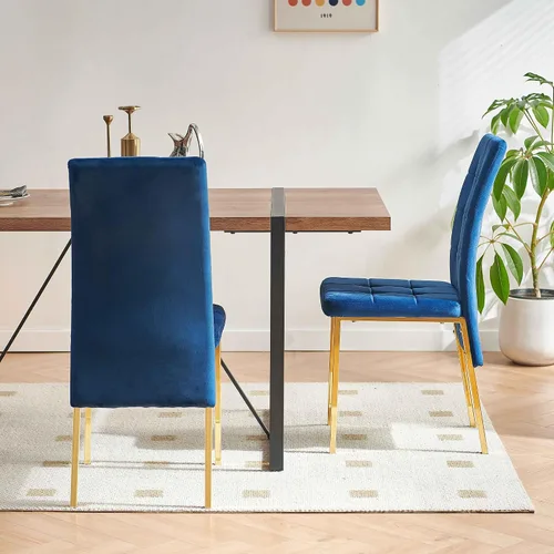 Miniatura 7 de Homedot Juego de 2 sillas de comedor de terciopelo, cómodas sillas de cocina para el hogar, silla lateral tapizada, sin brazos, diseño único