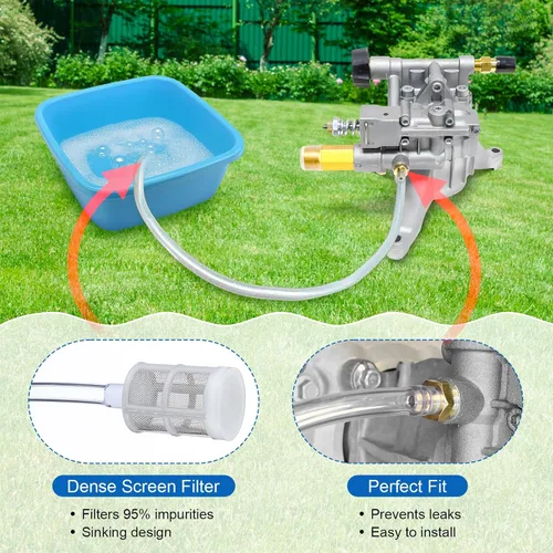Miniatura 3 de Enhon Kit de inyector químico de tubo de sifón, manguera de sifón para lavadora a presión con filtro, kit de inyector de jabón químico compatible