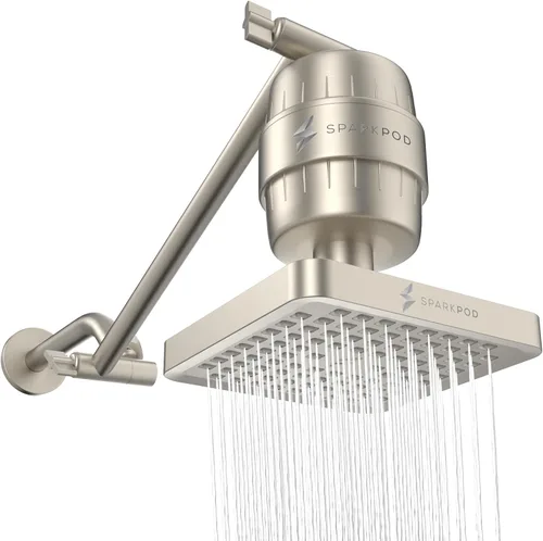 Miniatura 11 de SparkPod Cabezal de ducha de lluvia de alta presión de 6 pulgadas con cápsula de filtro de 23 etapas y extensión de brazo de ducha ajustable de 11