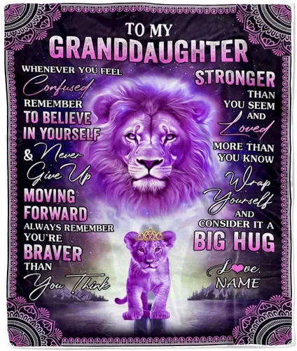 Miniatura 34 de Manta personalizada de baloncesto con texto en inglés "To My Granddaughter from Grandma Grandpa Stay Strong Be Confident Believe in Yourself", manta
