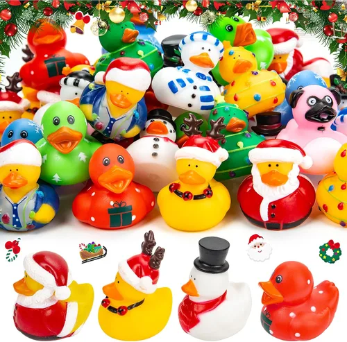 45 patos de goma de Navidad de 2.16 pulgadas, divertidos patos de goma para Nochebuena, Día de Acción de Gracias, Halloween, surtido de patos,