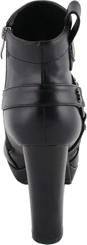 Miniatura 5 de Milwaukee Leather MBL9432 - Botines negros con arnés para mujer con tacón de bloque