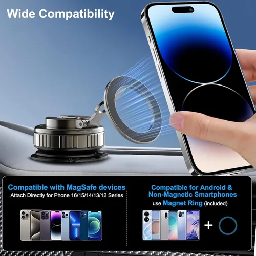 Miniatura 6 de Soportes magnéticos para teléfono para tu automóvil, [80 libras de succión más fuerte y 2400 gf magnético] Soporte de teléfono celular de automóvil
