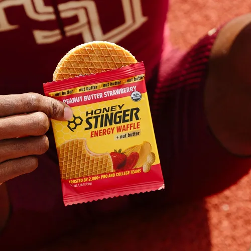 Miniatura 7 de Honey Stinger Waffle orgánico de mantequilla de maní y fresa, Energy Stroopwafel para ejercicio, resistencia y rendimiento, nutrición deportiva
