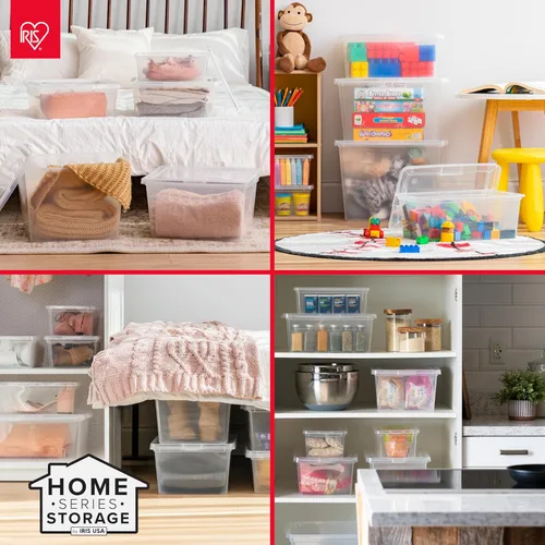 Miniatura 3 de IRIS USA Paquete de 12 contenedores de almacenamiento con tapas, 17 cuartos de galón, cajas de zapatos, contenedores transparentes apilables