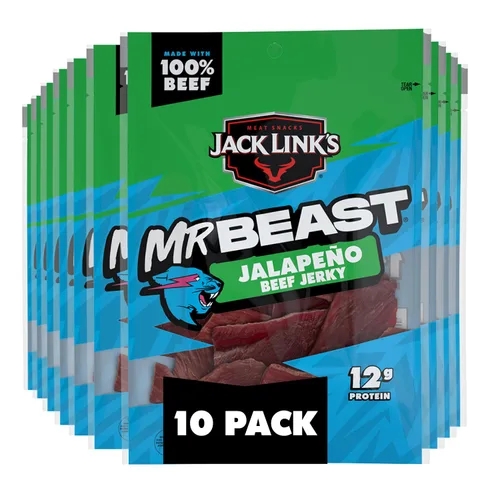 Miniatura 10 de Jack Link's x MrBeast - Paquete variado de carne seca y palitos – Original, condimentado y teriyaki – Snacks de proteína de carne real listos