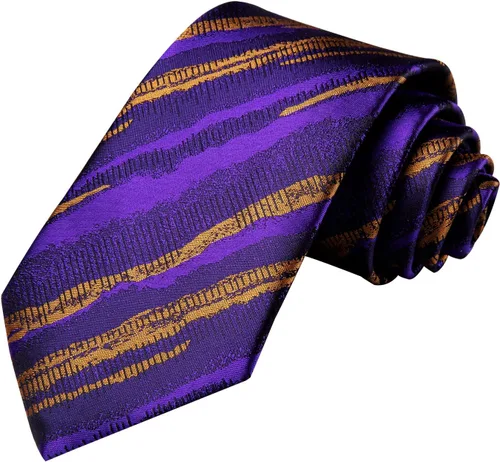 Miniatura 289 de Hi-Tie Corbatas de seda para hombre, diseño de cachemira a rayas, con bolsillo, gemelos cuadrados, conjunto formal de negocios