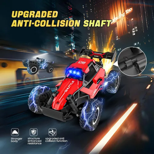 Miniatura 4 de Auto de control remoto para niños de 3, 4, 5, 6, 7+, coches RC de 20 KM/H de alta velocidad con luces LED, 2.4 GHz 2WD Monster Truck juguetes, auto