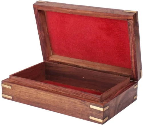 Miniatura 2 de Ajuny Hermosa caja de joyería de madera hecha a mano con incrustaciones de latón elefante con diseño de elefante organizador de almacenamiento