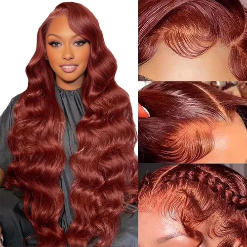 Miniatura 7 de Aicrelery Peluca de cabello humano con encaje frontal de 30 pulgadas, Highlight 13x6, Ombre P4/27, color marrón dorado, frontal con cabello de bebé