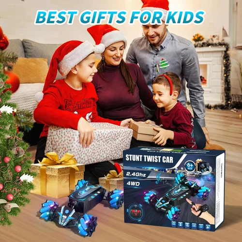 Miniatura 6 de Axirata - Coche de control remoto controlado a mano, coche de acrobacias RC con gestos con spray, luces y música para niños de 6 a 13 años, 4WD