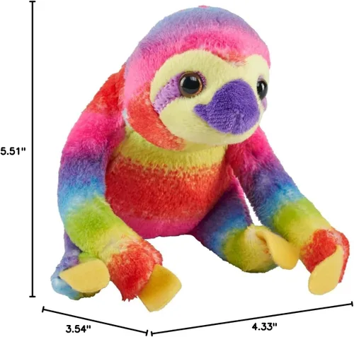 Miniatura 2 de Wild Republic Pocketkins - Perezoso ecológico de arcoíris, animal de peluche, 5 pulgadas, hecho de materiales reciclados, respetuoso con el medio