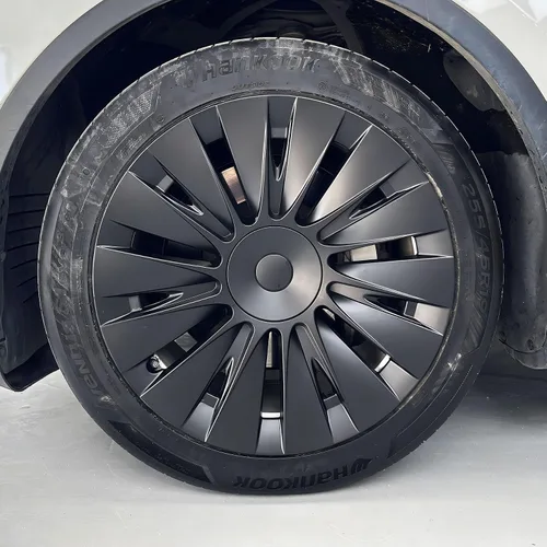 Miniatura 12 de KAVANIC 4 piezas de cubierta de rueda Compatible con Tesla Model Y 19 pulgadas 2020-2024 ABS tapacubos estilo cuchilla negro mate Compatible