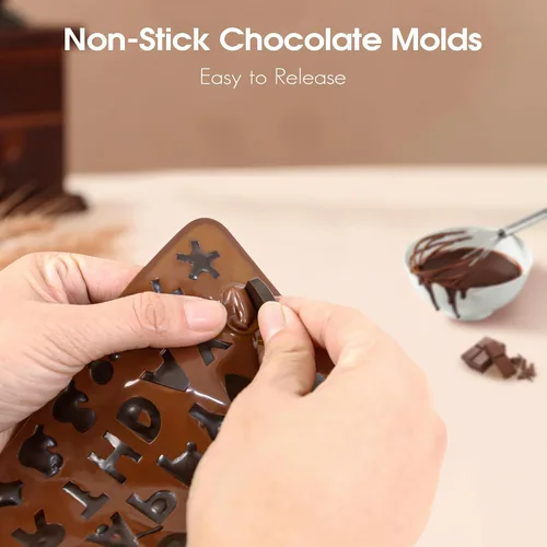 Miniatura 4 de Moldes de silicona para letras y números de chocolate con símbolos de decoración de pasteles de feliz cumpleaños, 2