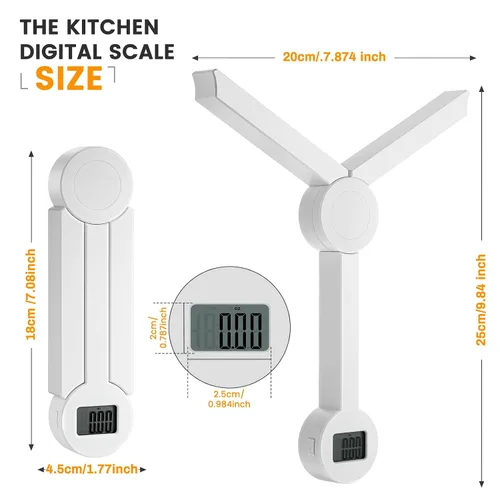 Miniatura 6 de Báscula de alimentos plegable, báscula digital de cocina, báscula compacta pequeña de alta precisión con pantalla LCD, báscula de alimentos portátil