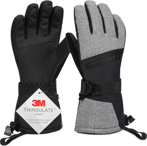 Guantes de esquí impermeables para hombres y mujeres, guantes de snowboard 3M Thinsulate con media máscara de esquí para esquí, snowboard, palas y