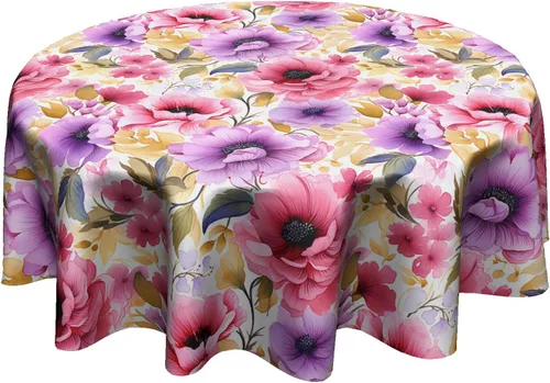 Miniatura 13 de Giwawa Mantel de hojas florales bohemias, mantel de hojas coloridas, mantel botánico natural de acuarela, mantel redondo de primavera y verano, Boho