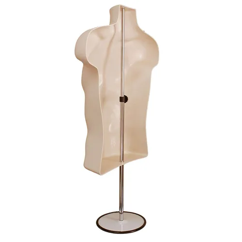 Miniatura 3 de Torso de maniquí masculino con soporte de metal, cuerpo hueco en la espalda, apilable, forma de vestido para exhibición de camisetas, encimera
