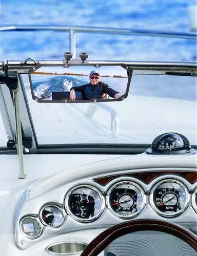 Miniatura 7 de KEMIMOTO Espejo de barco retrovisor, espejo marino de 3.5 x 10 pulgadas para esquí, lancha, pontón, barco, esquí acuático, embarcación, surf