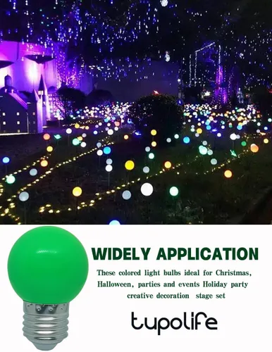 Miniatura 5 de Bombilla de luz CC de 12 V, bombillas LED de bajo voltaje, verde de 1 W G14 G45 Mini Globe E26, luces nocturnas de colores, equivalente a 10 W