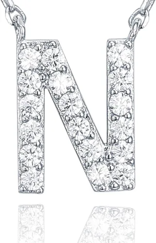 Miniatura 134 de PAVOI 14K White Gold Plated Cubic Zirconia Initial Necklace Letter Dainty Necklaces for Women