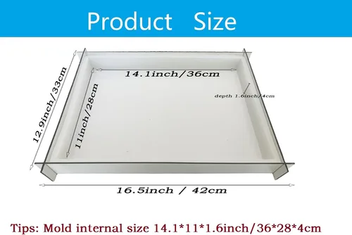 Miniatura 3 de Moldes de silicona de resina rectangular grande de 16 x 12 pulgadas, molde de silicona de resina epoxi para mesa de café de río, tablas de cortar
