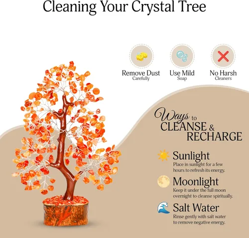 Miniatura 6 de YATSKIA - Árbol de la vida con cristal de cornalina - Árbol de bonsái - Decoración de Feng Shui para el hogar - Piedras de cristal - Decoración