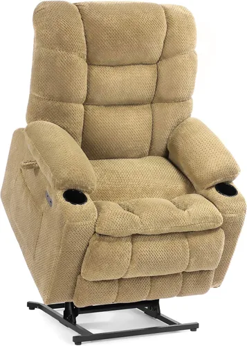 Miniatura 17 de EONIX Silla reclinable ancha para ancianos, silla elevadora de gran tamaño resistente de 400 libras con calor y masaje, reclinable elevador