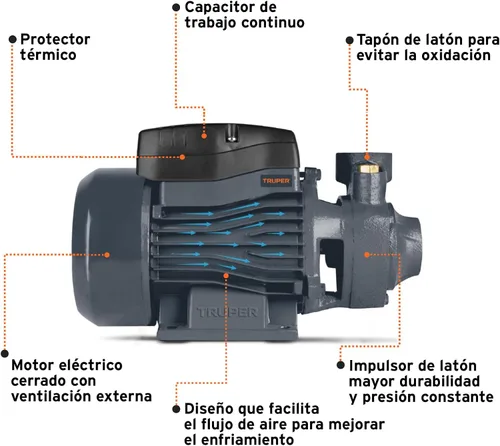Miniatura 4 de Bomba periférica agua eléctrica 1/2 HP