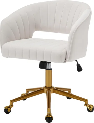 Miniatura 10 de Westice Juego de 1 silla de escritorio de terciopelo para oficina en casa, sillas modernas copetudas con patas de metal dorado, sillón tapizado