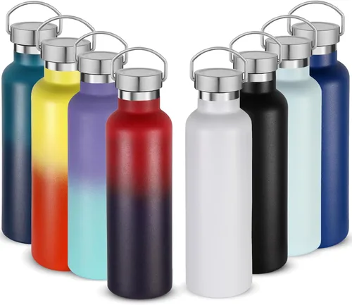 Miniatura 37 de Volhoply 24 onzas Botella de agua aislada con boca estándar con tapa de combinación de plástico y acero inoxidable, botellas de agua de 304 18/8