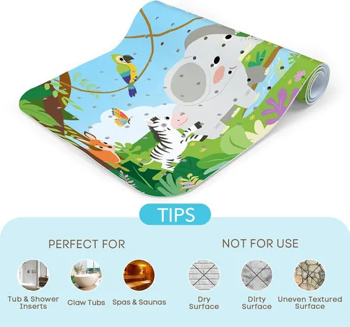 Miniatura 7 de SHUCHING - Tapete de baño para bebé antideslizante de 40 x 16 pulgadas, tapete de baño antideslizante para niños, tapete de ducha para niños Animal