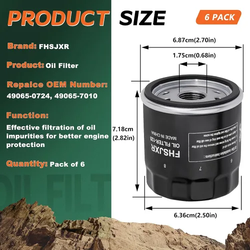 Miniatura 3 de 49065-0724 Filtro de aceite 49065-7010 AM107423 para modelos Kawasaki FX850V FX801V FJ180V FH381-721V FH601-770D FX751-FX1000V, Club Car 1016467