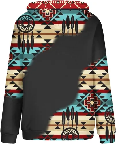 Miniatura 17 de Sudaderas con capucha azteca occidental para mujer, sudaderas de manga larga con gráficos vintage, camisetas de vaquera, ropa 2023