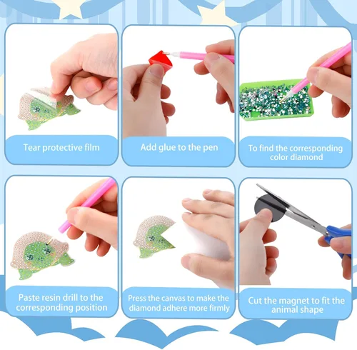Miniatura 4 de 16 imanes de arte de diamantes para adultos, animales, pintura de diamantes, imanes para refrigerador, diamantes de imitación, kits de calcomanías