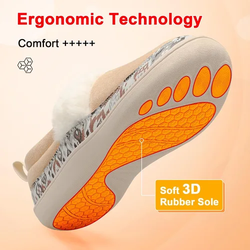 Miniatura 5 de Scurtain Pantuflas tipo mocasín para mujer, cómodas y cómodas botas de invierno con suela de goma cómoda