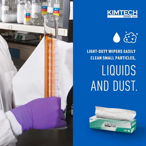 Miniatura 6 de Kimtech 34256CT KIMWIPES - Limpiadores para tareas delicadas, 1 Hoja, 14 7/10 x 16 3/5, Caja con 140 (Cartón con 15 Cajas)