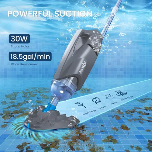 Miniatura 7 de Aspiradora de piscina inalámbrica para piscina sobre el suelo con poste telescópico, potente succión de 18.5 GPM, tiempo de funcionamiento de 45