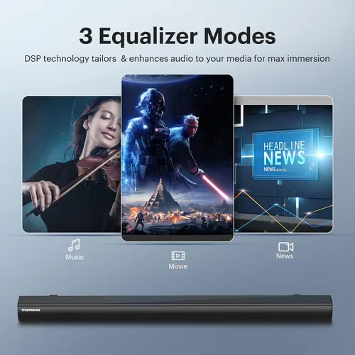 Miniatura 3 de THOMSON Barras de sonido para TV, altavoces estéreo de alta fidelidad, barra de sonido envolvente de cine en casa con altavoz Bass Reflex, 35