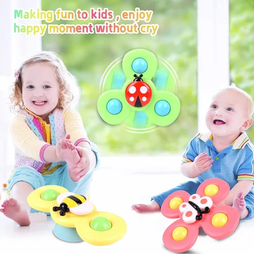Miniatura 2 de Juguete giratorio con ventosa para bebé de 1 a 2 años, 3 juguetes sensoriales giratorios para niños pequeños de 1 a 3, juguetes giratorios