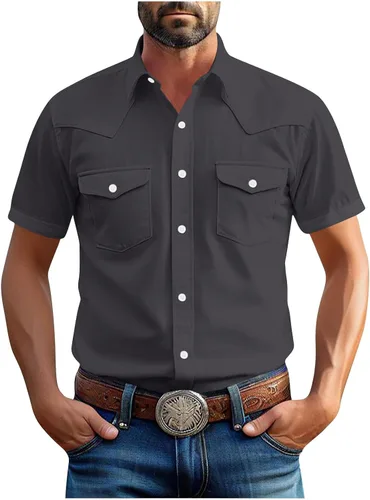 Miniatura 9 de Men's Short Sleeve Button Down Shirts Cargo Shirt Fashion Casual Summer Beach Shirts Business Work Basic Tee Tops