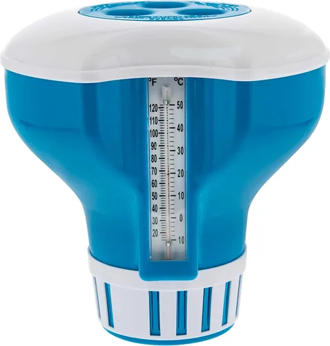 U.S. Pool Supply Dispensador de cloro flotante grande para piscina con termómetro de 120 ° F, 7 pulgadas de diámetro, capacidad para tabletas de 3