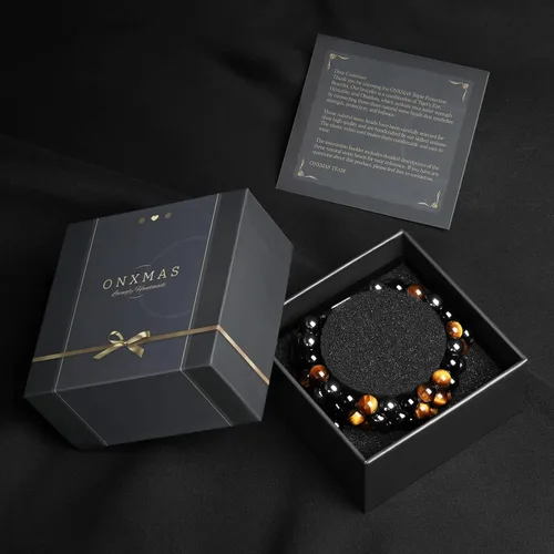 Miniatura 6 de Pulsera de triple protección hecha a mano para hombres y mujeres, ojo de tigre, obsidiana negra, hematita, cuentas de cristal curativo, joyería trae