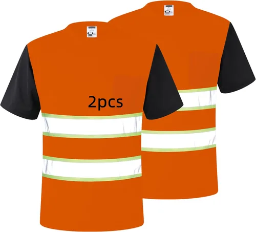 Miniatura 9 de Camisa de seguridad para hombre, camiseta reflectante de alta visibilidad, de secado rápido, transpirable, suave