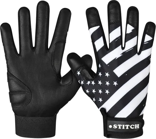 Guantes de bateo Dot Stitch - Guantes de béisbol y sóftbol con bandera americana y bandera de EE. UU. para jóvenes, adultos y unisex
