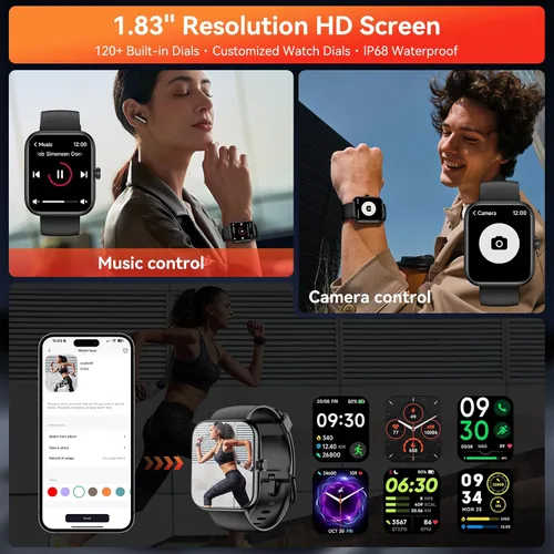 Miniatura 6 de Reloj inteligente con Alexa incorporado, pantalla táctil HD de 1.83 pulgadas, notificaciones/llamadas Bluetooth, impermeabilidad IP68, más de 120