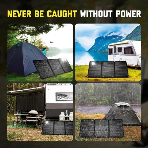 Miniatura 8 de SunJack Cargador de panel solar portátil plegable de 120 W con soportes, MC4/PD60 USB-C/USB-A, ETFE monocristalino, cargador solar impermeable